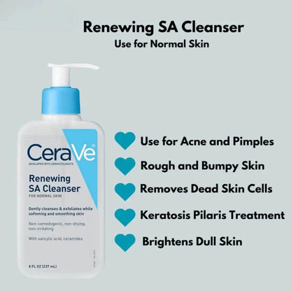 CeraVe Renewing SA Cleanser: Smooth Skin, Hydrating Exfoliation - The Body Essential