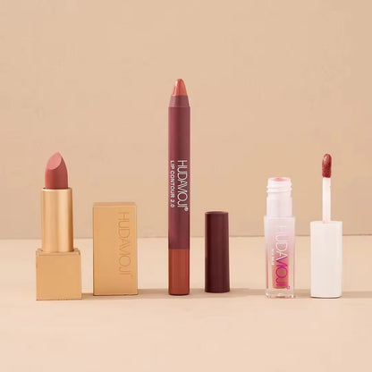 Hudamoji 3 in 1 Velvet Matte Lip Care Trio