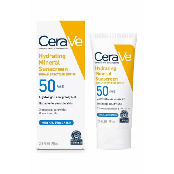 CeraVe Hydrating Mineral SPF 50 Sunscreen for Face - Sensitive Skin