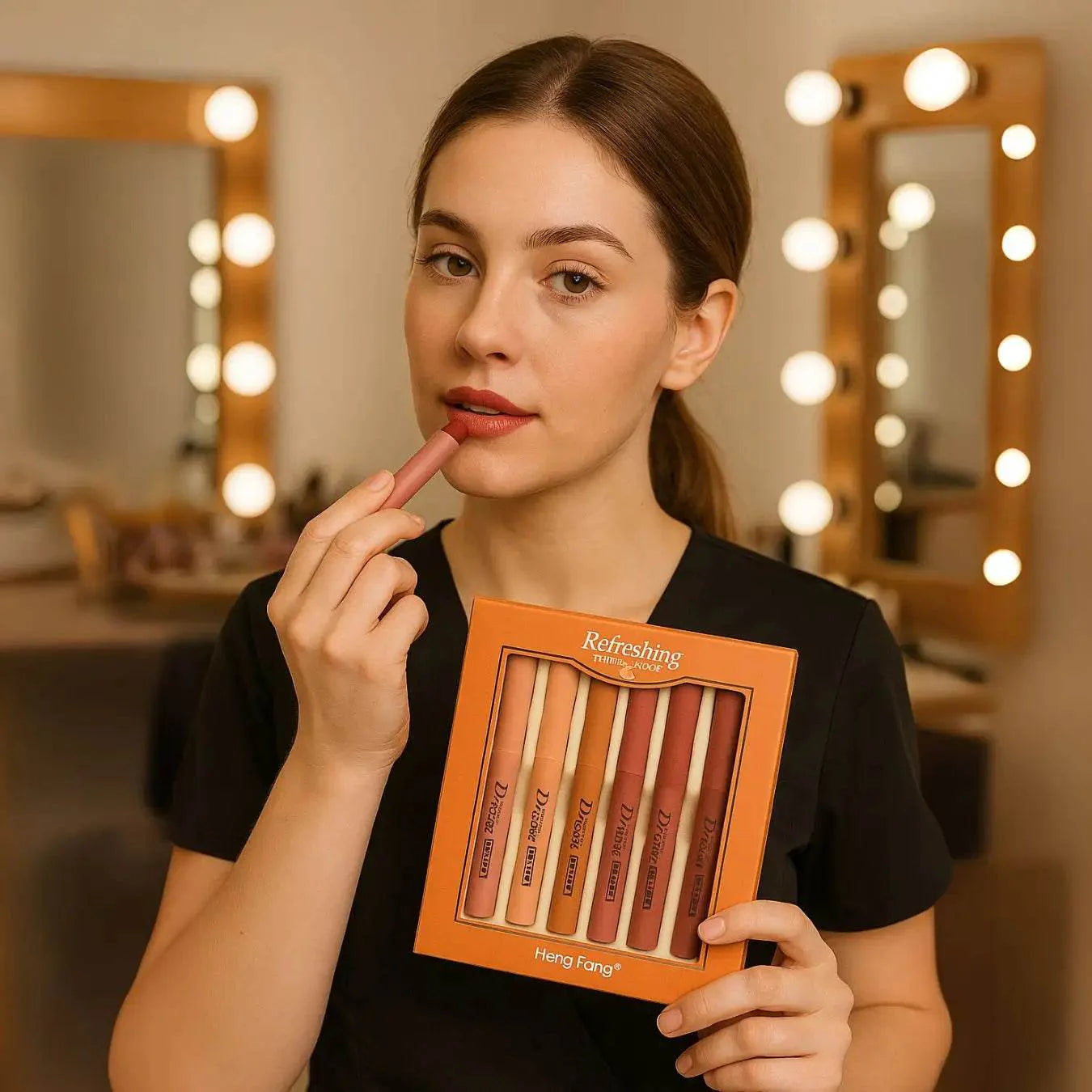 Heng Fang 6-PC Matte Lip Crayon Set: Nude & Bold, Long-Lasting Comfort - The Body Essential