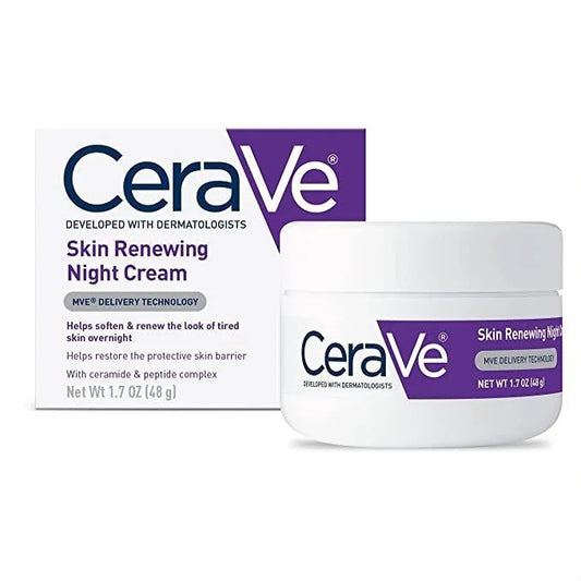 CeraVe Skin Renewing Night Cream 48g | Ceramides & Peptides Night Moisturizer for Hydrated, Smooth & Renewed Skin