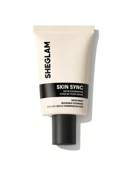 SHEGLAM Skin Sync Satin Foundation beige tube with black cap