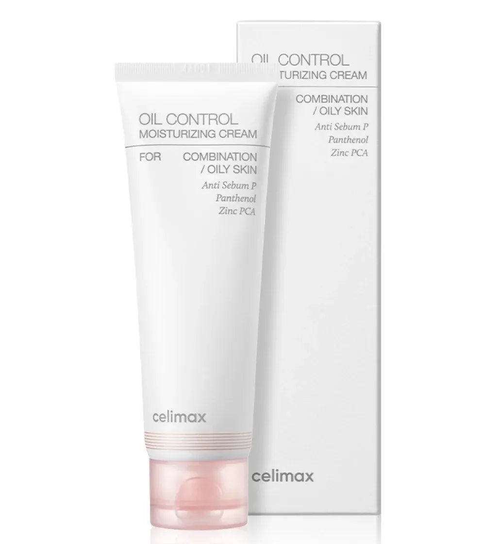 Celimax Oil Control Moisturizing Cream white tube and box for combination oily skin