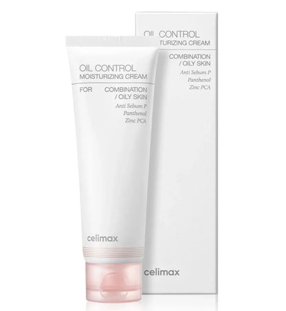 Celimax Oil Control Moisturizing Cream white tube and box for combination oily skin