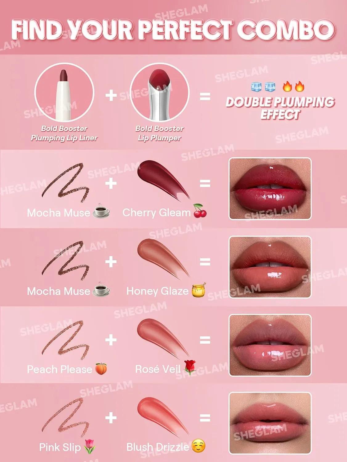 SHEGLAM Hydrating Lip Gloss | Cruelty-Free Plumping Peptides | Bundle of 8 Different Shades