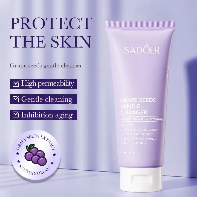 SADOER Grape Seeds Gentle Cleanser 100g | Antioxidant Face Wash