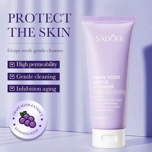 SADOER Grape Seeds Gentle Cleanser 100g | Antioxidant Face Wash