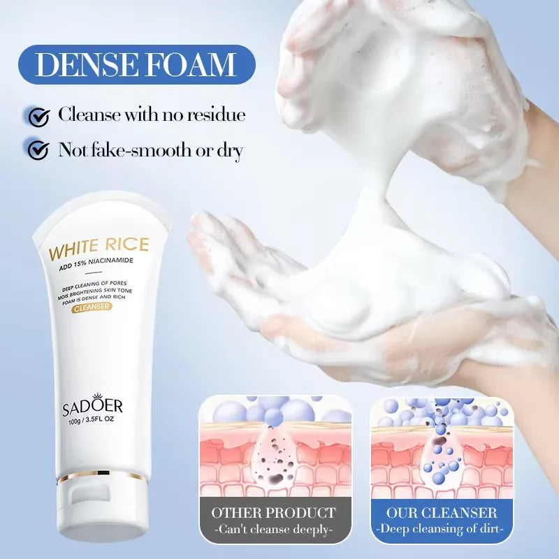 SADOER White Rice 15% Niacinamide Cleanser 100g | Deep Pore Brightening