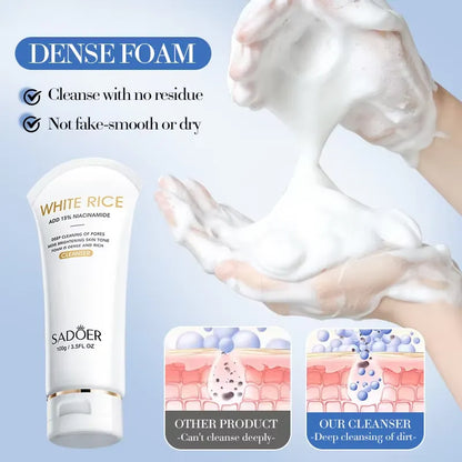 SADOER White Rice 15% Niacinamide Cleanser 100g | Deep Pore Brightening