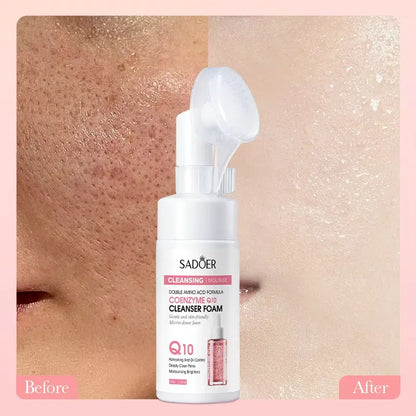 SADOER Coenzyme Q10 Double Amino Acid Cleanser Foam 120ml | With Brush