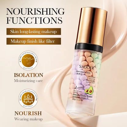 SADOER 4-in-1 Avocado Tricolor Primer Isolation Cream 40g | Daily Base Makeup