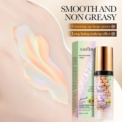 SADOER 4-in-1 Avocado Tricolor Primer Isolation Cream 40g | Daily Base Makeup