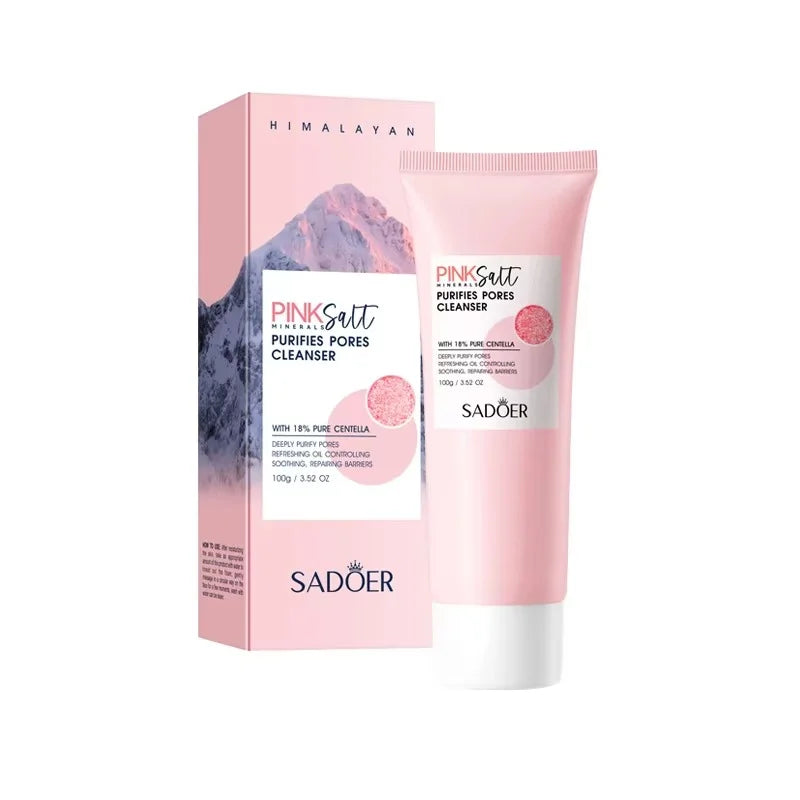 SADOER Himalayan Pink Salt Minerals Purifies Pores Cleanser 100g with Centella