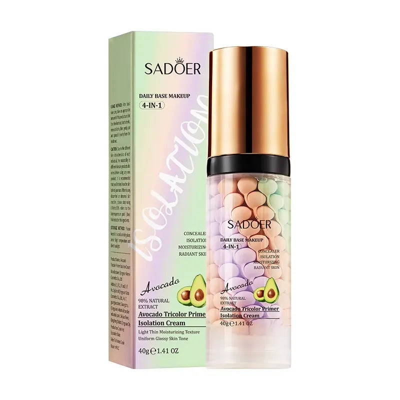 SADOER 4-in-1 Avocado Tricolor Primer Isolation Cream 40g with box